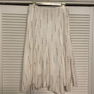 Ambiance Apparel skirt, size 8, white with brown and peach detail. Side zipper